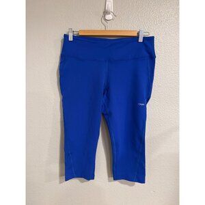 Objex Women's Blue Capri Leggings L Nylon Blend Made In USA